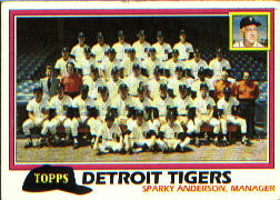 1981 Topps Baseball Cards      666     Tigers Team/Mgr.#{Sparky Anderson#{(Checklist back
